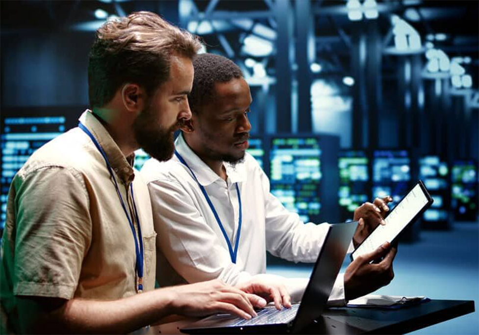 IT team reviewing security alerts and access controls for a small business.