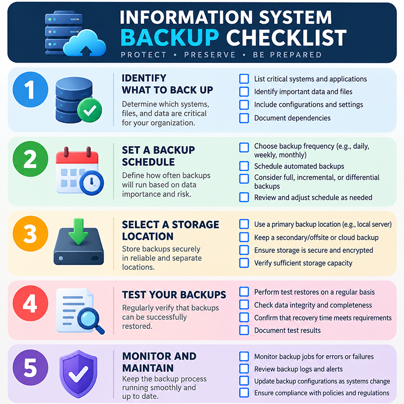 Checklist graphic for ransomware recovery readiness steps for small businesses